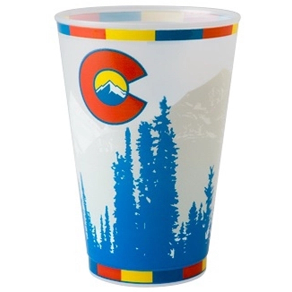 Durable 20 oz. Frost-Flex stadium cup with custom RealColor360 imprint, perfect... from ASI 67075 Leprechaun Promotions, LLC