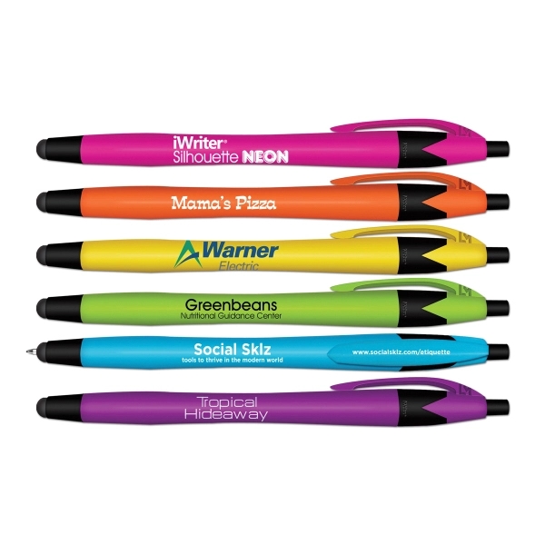 Stylus & Retractable Ball Point Pen Combo with Neon Barrels... from ASI 67675 Liqui-Mark Corp