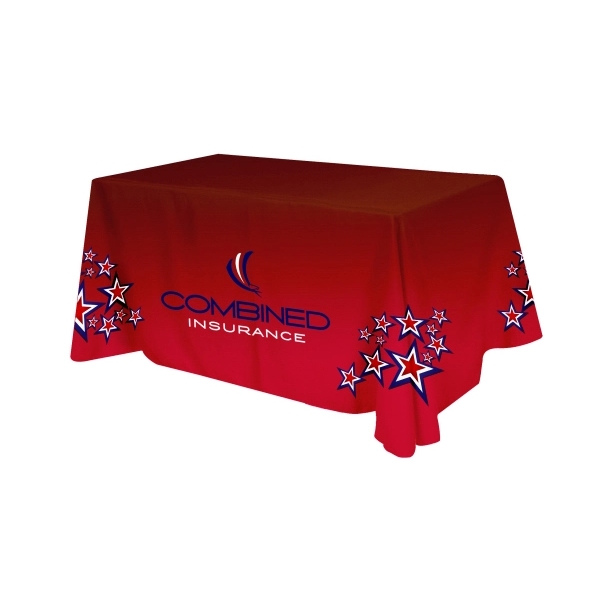 130" x 88" polyester digital print 4-sided table cover with rolled... from ASI 61966 HPG / Beacon Promotions