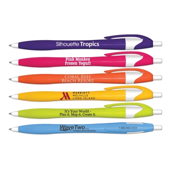 Retractable ball point pen with colored barrel in black ink.... from ASI 67675 Liqui-Mark Corp