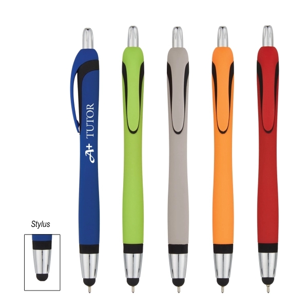 Ava Sleek Write Pen with Stylus.  Plunger Action. Push Down... from ASI 61125 Hit Promotional Products