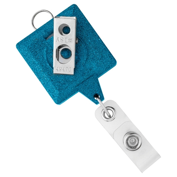 JUMBO square glitter retractable badge reel, with lanyard attachment and bull... from ASI 49470 DEVARA