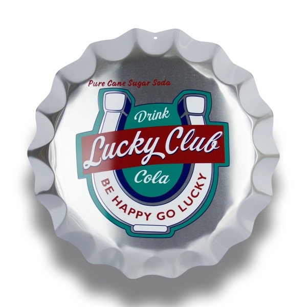 Customizable aluminum bottle cap sign with hole for hanging; measures 14"... from ASI 50120 Dixie Seal & Stamp Co Inc / Dixiline