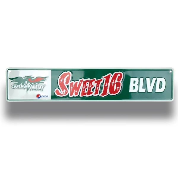 5" x 24" embossed aluminum street sign with two holes for... from ASI 50120 Dixie Seal & Stamp Co Inc / Dixiline