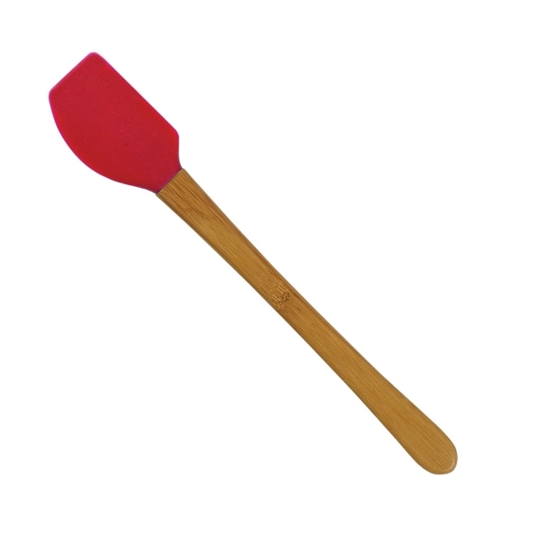 1.32"H x 8.25"W mini spatula that's made of bamboo and silicone... from ASI 54040 Fey Promo / Mi Line by Fey