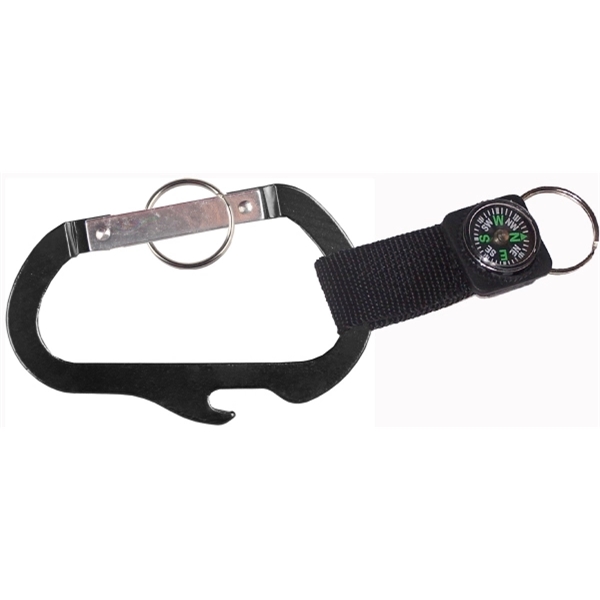 3 inches carabiner with bottle opener, compass and split key ring... from ASI 74585 Nu Promo International / Nu Promo Line