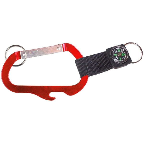 3 inches carabiner with bottle opener, compass and split key ring... from ASI 74585 Nu Promo International / Nu Promo Line