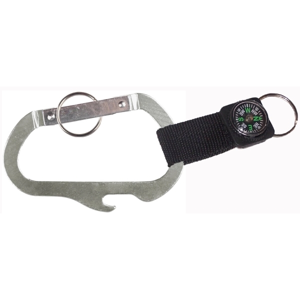 3 inches carabiner with bottle opener, compass and split key ring... from ASI 74585 Nu Promo International / Nu Promo Line