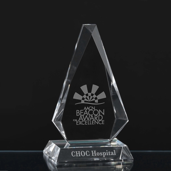 6.5" x 4" optical crystal award with customization.... from ASI 71920 Moderne Glass Company Inc