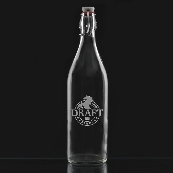 1 liter glass bottle with clamp closure that features a rubber... from ASI 71920 Moderne Glass Company Inc