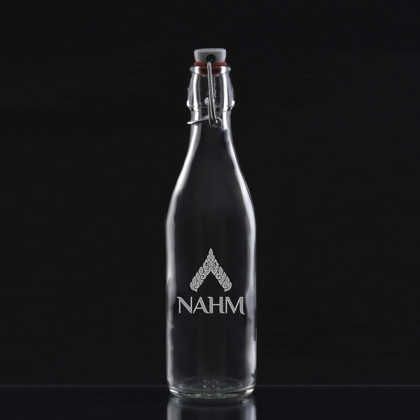 1/2 liter glass bottle with clamp closure that features a rubber... from ASI 71920 Moderne Glass Company Inc