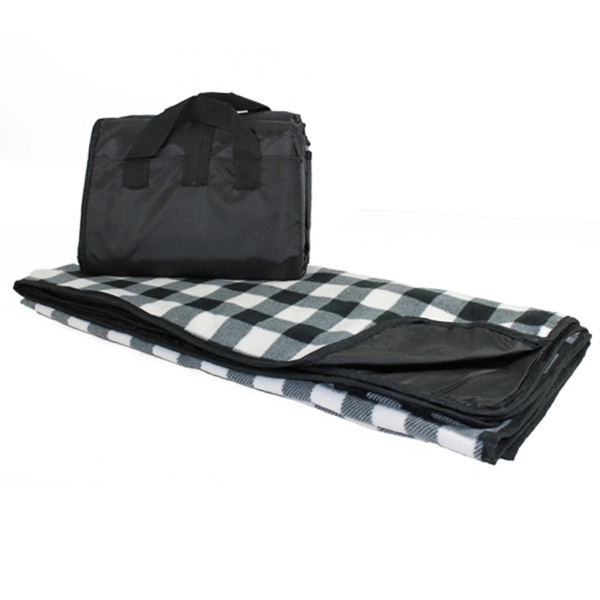 Black and White plaid Fleece/Nylon picnic blanket with easy-carry design. ... from ASI 98085 Wolfmark