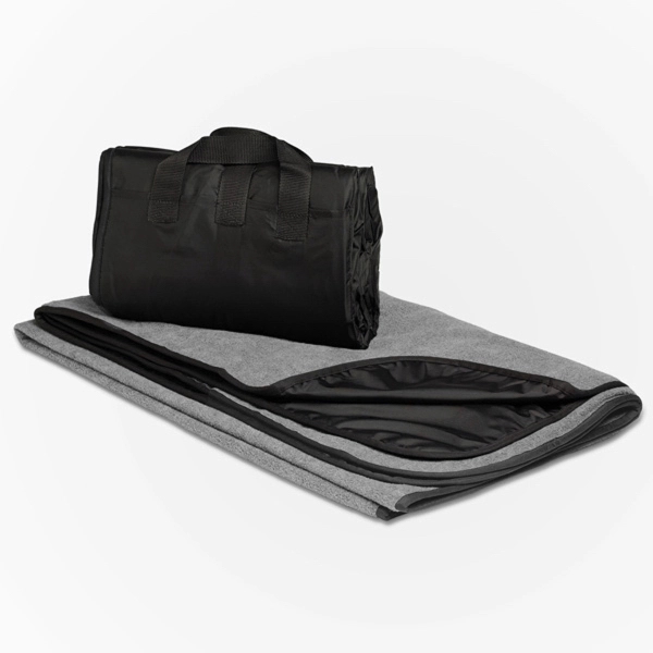 Grey Fleece/Nylon picnic blanket with easy-carry design.  Blanket size is... from ASI 98085 Wolfmark