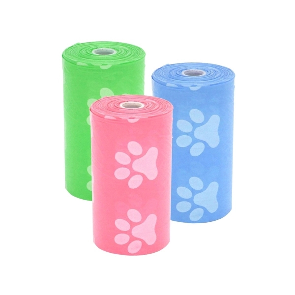 Bone shaped pet trash bag dispenser with 20 poly bags included... from ASI 92980 WOV-IN® / Promopet