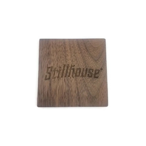 Square walnut wood coaster with customizable laser engraving that measures 3... from ASI 72657 Active Life Promo / Apres Ski Ingrain Promo
