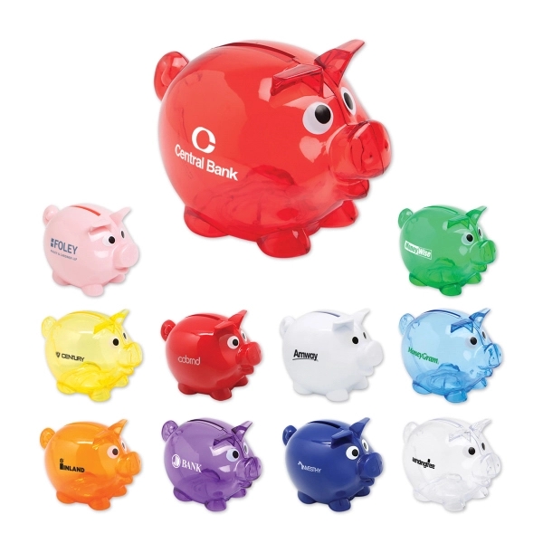 Small plastic piggy bank with removable plug on bottom.... from ASI 98360 WOWLine / WOWLine®