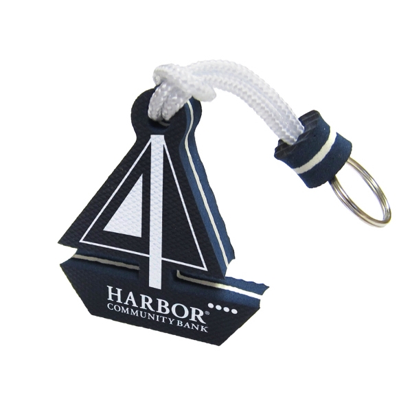 Sailboat shaped floatable keyring made from foam material and features a... from ASI 55030 ZZ DROPPED - Footprints USA / Footprints USA