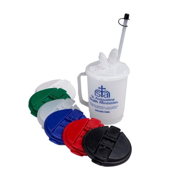 Double wall insulated frosty 22 oz. mug with flip sip lid... from ASI 91265 ZZ CLOSED - Timberwolf Products / Timberwolf Alladin Plastics