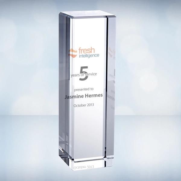Medium rectangular column award made of optical crystal measures 4" x... from ASI 47791 Best Deal Awards
