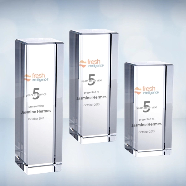 Medium rectangular column award made of optical crystal measures 4" x... from ASI 47791 Best Deal Awards