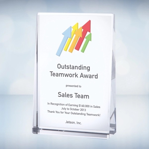 Vertical rectangle plaque is made of optical crystal and features a... from ASI 47791 Best Deal Awards