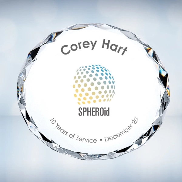 Gem-cut circle paperweight is made of optical crystal and measures 3/4"... from ASI 47791 Best Deal Awards