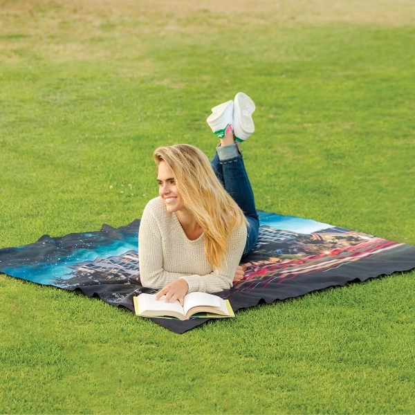 50" x 59" microfiber picnic blanket with water-repellent properties.... from ASI 90913 Terry Town