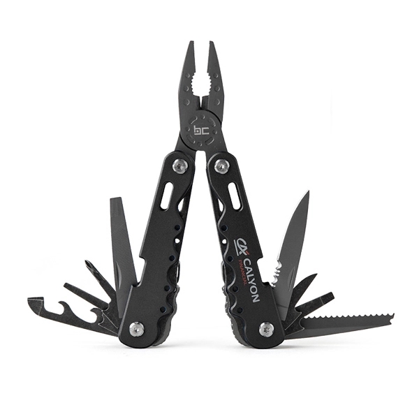 15-in-1 stainless steel, anodized aluminum multi-tool in a heavy-duty nylon sheath.... from ASI 88060 Snugz/USA Inc / Sweda®