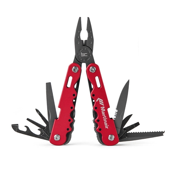 15-in-1 stainless steel, anodized aluminum multi-tool in a heavy-duty nylon sheath.... from ASI 88060 Snugz/USA Inc / Sweda®