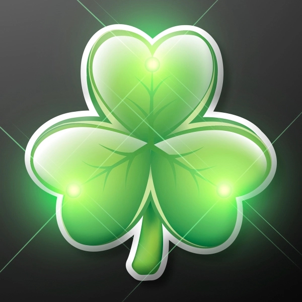 Blank or imprinted. Irish Shamrock Blinky LED Lapel Pins, with 3... from ASI 34194 ALightPromos / Alight Promotional Products