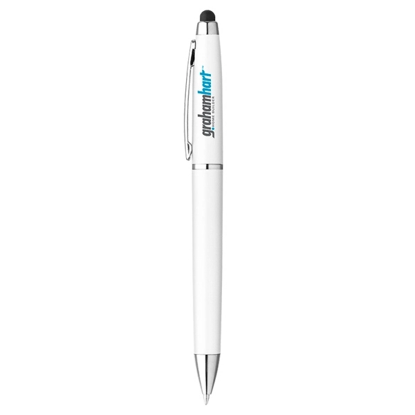 Twist-action ballpoint pen with matte metallic, shiny white, or solid color... from ASI 88060 Snugz/USA Inc / Sweda®