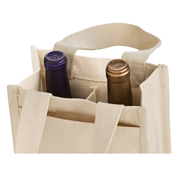 7" x 3" x 11" cotton canvas two-bottle wine tote with... from ASI 35290 American Ad Bag Co