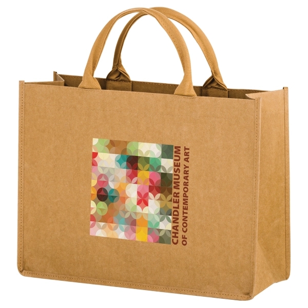 16" x 6" x 12" Kraft paper washable grocery tote with... from ASI 35290 American Ad Bag Co