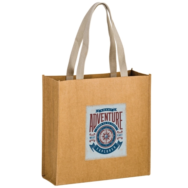 13" x 5" x 13" Kraft paper washable grocery tote with... from ASI 35290 American Ad Bag Co