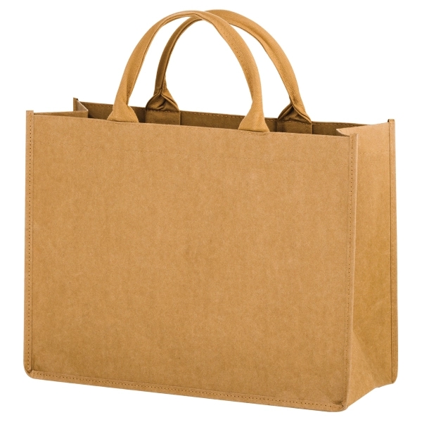 6" x 6" x 12" Kraft paper washable grocery tote with... from ASI 35290 American Ad Bag Co