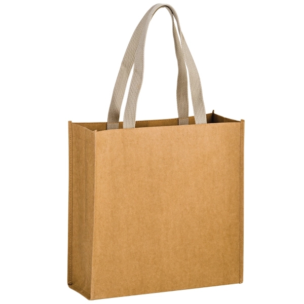 13" x 5" x 13" Kraft paper washable grocery tote with... from ASI 35290 American Ad Bag Co