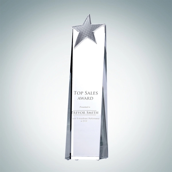 Award made of crystal and metal featuring a star for a... from ASI 47791 Best Deal Awards