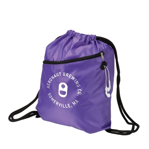 17 1/2" x 14" polyester drawstring sports backpack with a zipper... from ASI 52840 Evans Manufacturing