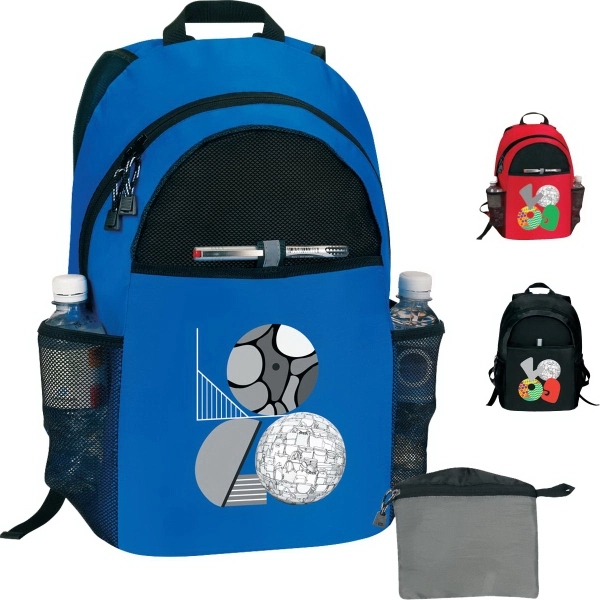 Lightweight backpack that can fold into its own hanging zipper pocket.... from ASI 46420 Continental Mkting Svc Inc / CMBags