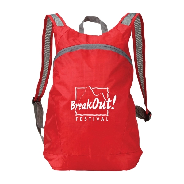 Foldable zippered backpack made from ripstop material that can be stored... from ASI 52840 Evans Manufacturing