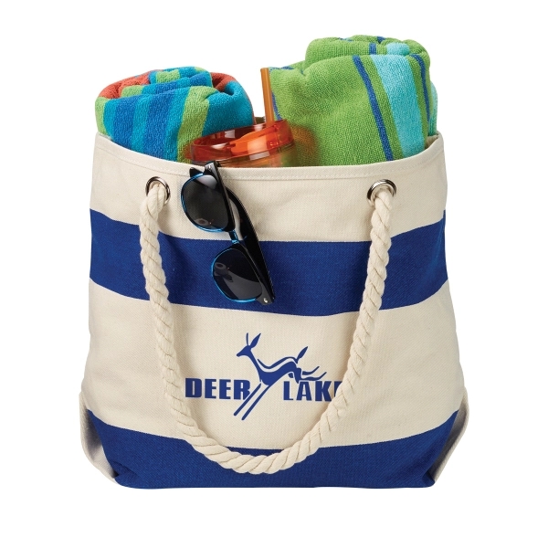 16 oz. cotton canvas nautical tote bag with 24" soft rope... from ASI 52840 Evans Manufacturing