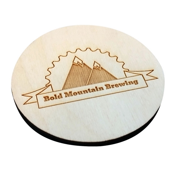 Birch wood coaster with 1/4" thickness and laser etched graphics.... from ASI 72521 Morris Magnets / Laser Cuts