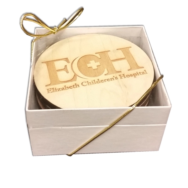 Set of 2 birch wood coasters with laser etching; includes decorative... from ASI 72521 Morris Magnets / Laser Cuts