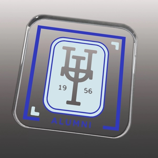 1/2" clear acrylic paperweight with customization.... from ASI 72521 Morris Magnets / Laser Cuts