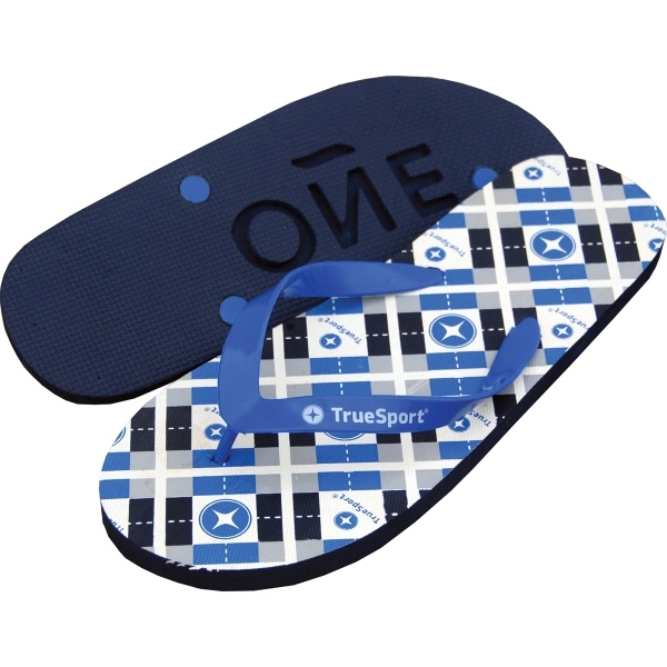 Flip flops made in China that feature a 55 mm PE/EVA... from ASI 73520 Neet Feet / Neet Feet