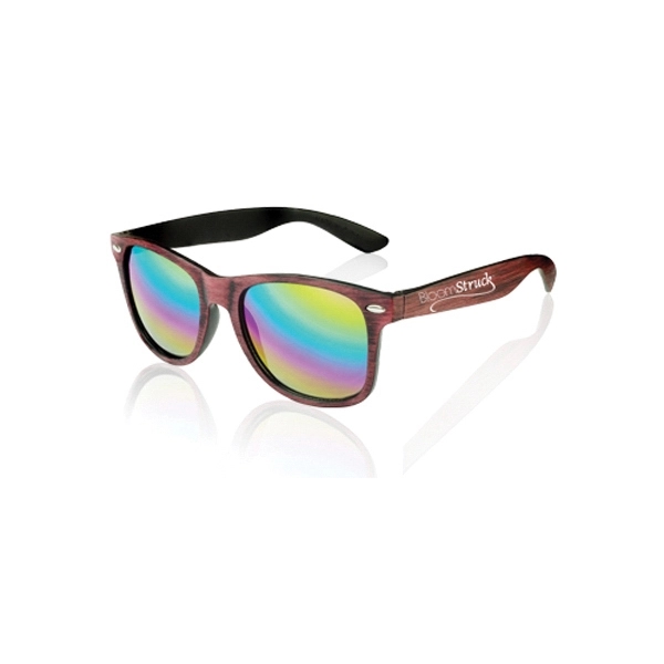 Polycarbonate sunglasses with matte woodgrain finish, mirrored reflector lenses, and UV... from ASI 39552 BEL Promo