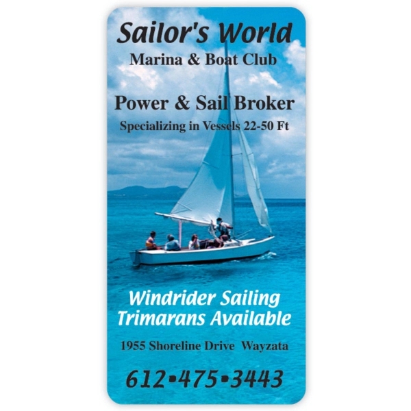 Shaped adhesive 4-mil thick adhesive vinyl label with full-color imprint.... from ASI 59080 Halls & Company