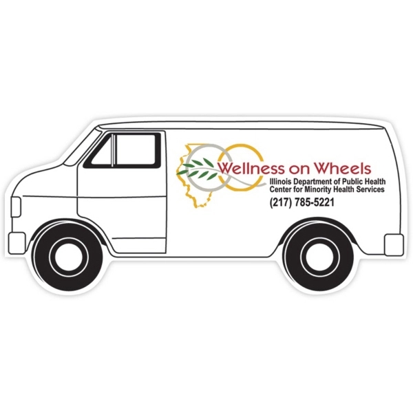 Shaped adhesive 4-mil thick adhesive vinyl label with full-color imprint.... from ASI 59080 Halls & Company