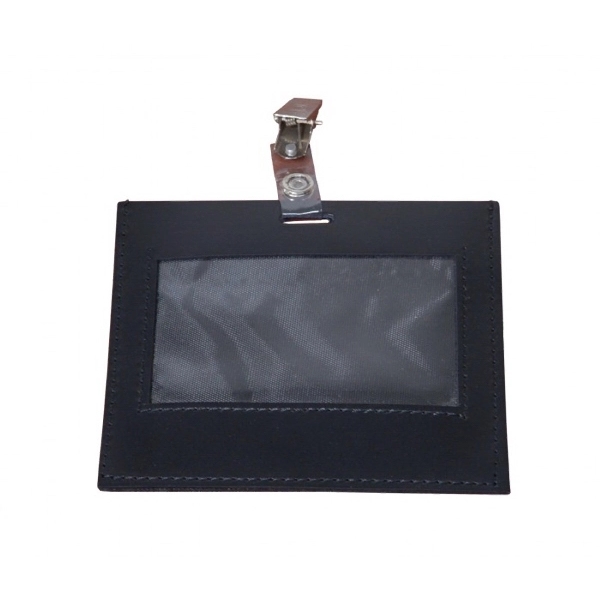 Badge holder made of black top-grain leather with a clear window.... from ASI 48125 Dacasso