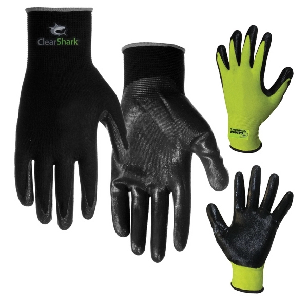 Polyester gloves with palms coated in black nitrile for puncture, snag,... from ASI 90160 Suntex Industries